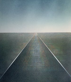 Willem de Vries - houtsnede | 'Landschap in perspectief III' | 1990 kopen? Bied vanaf 60!