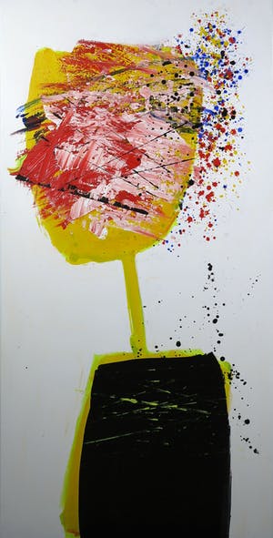 Arty Grimm - Olieverf op doek, Gele Tulp - Ingelijst (Zeer groot) kopen? Bied vanaf 400!