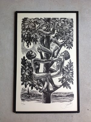 Niet of onleesbaar gesigneerd - C1932-11 - Drie wilden in een boom kopen? Bied vanaf 10!