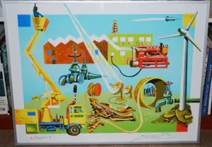 Rob Clous - *Energie* - zeefdruk uit 1990 - in zeer goede staat - ingelijst kopen? Bied vanaf 65!