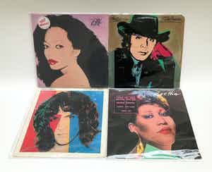 Andy Warhol - 4 LP's met zijn coverdesign (Aretha Franklin/Diana Ross/Paul Anka/Billy Squier) verkocht voor € 80!