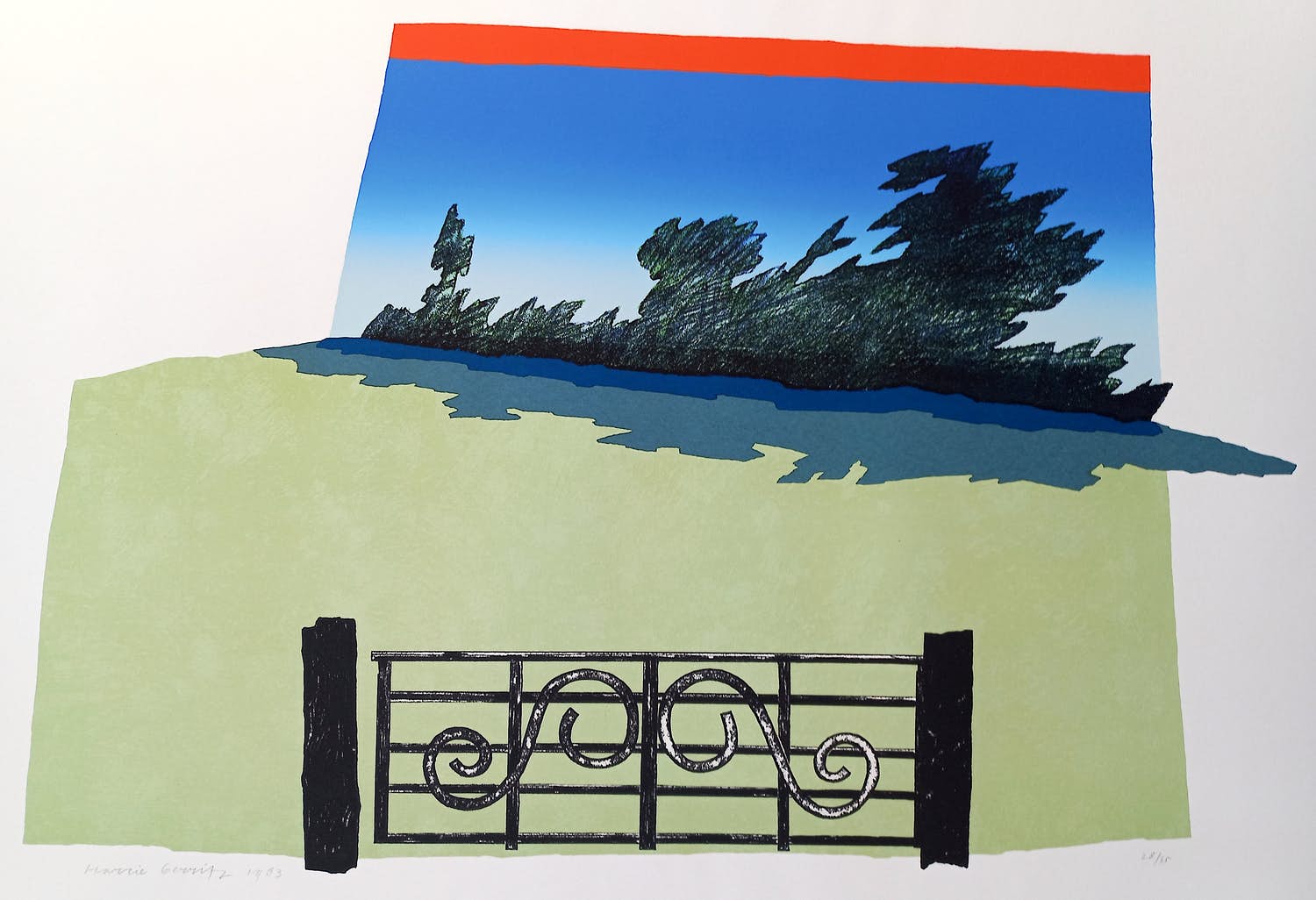 Harrie Gerritz - Hek in landschap, litho (groot) kopen? Bied vanaf 1!