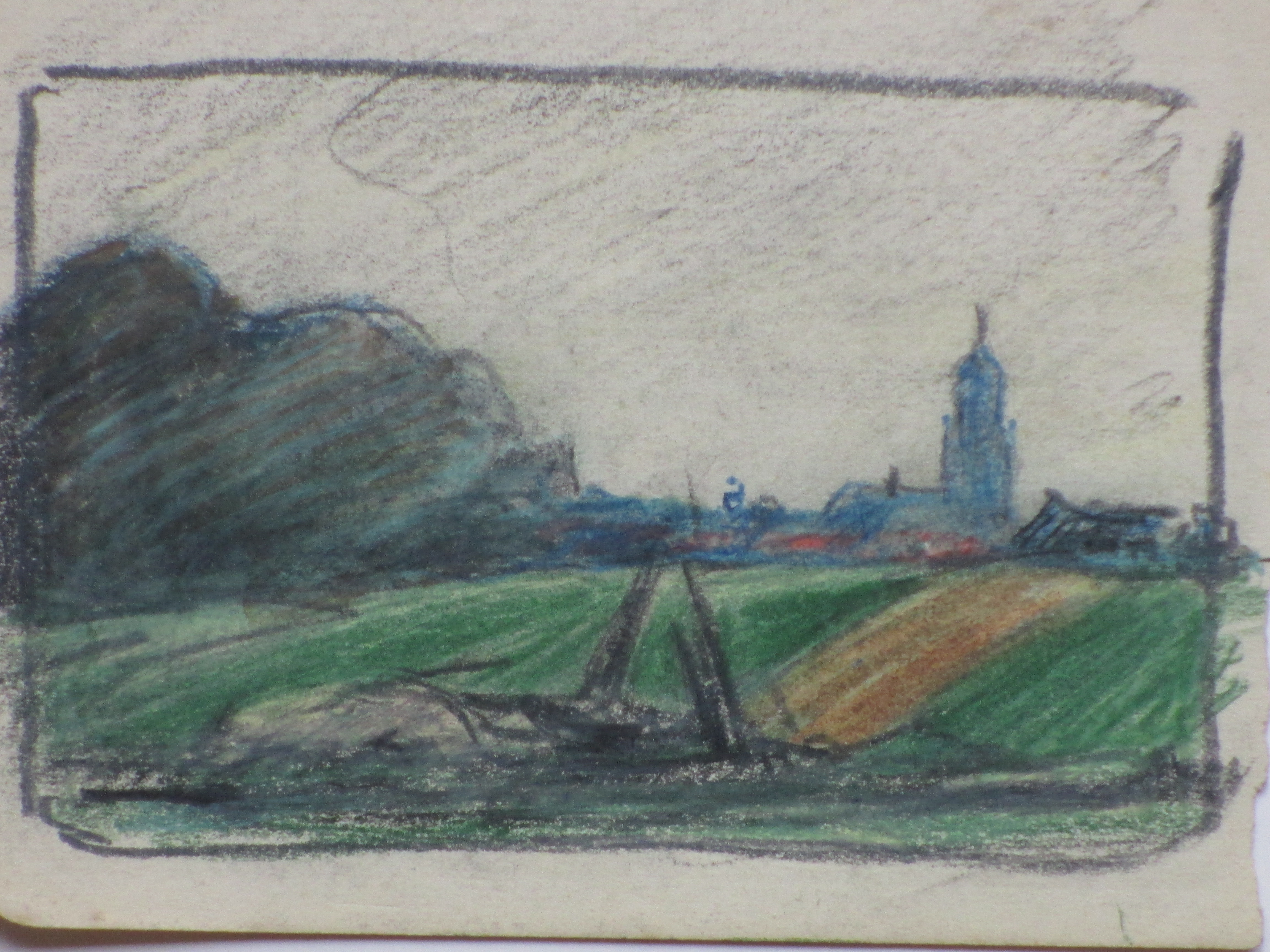 Jan van Essen - Landschap bij vaart met kerktoren - Gemengde techniek kopen? Bied vanaf 1!