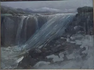 Herman Heijenbrock - waterval met boomstammen kopen? Bied vanaf 30!