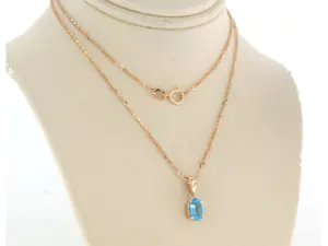 14k rosé gouden collier met hanger bezet met topaas - 45 cm kopen? Bied vanaf 130!