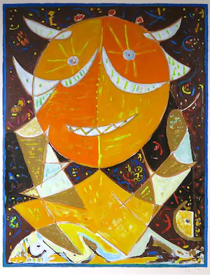 Buy Egill Jacobsen - Zeefdruk, Abstract oranje figuur - Ingelijst (Groot)? Bid from 350!