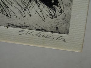 Jan Sierhuis - Ingelijste ets , Familie aan het strand - 1962 kopen? Bied vanaf 50!