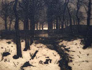 Willem Witsen - Besneeuwd bos bij Ewijkshoeve, aquatint ets verkocht voor € 375!