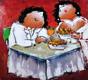 Theo Broeren - Acryl op doek, Bitterballen (Groot) verkocht voor € 80!