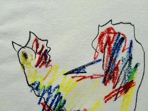 Anton Heyboer - Kip - Krijt op geschept papier - 1996 - 35 x 26 cm - ingelijst kopen? Bied vanaf 150!