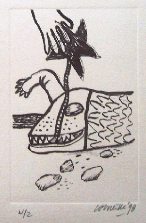 Corneille - Strand - Zee en Varaan ( Hagedis ) verkocht voor € 60!