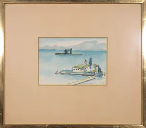 Theo Swagemakers - Aquarel/pentekening, Havengezicht - Ingelijst kaufen? Bieten Sie von 1!