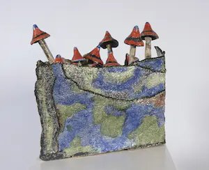 Miny Kruip-Pothof - Keramiek, Landschap met paddenstoelen kopen? Bied vanaf 50!
