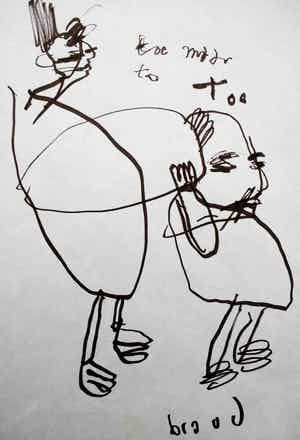 Herman Brood - tekening uit 1991, gesigneerd verkocht voor € 220!