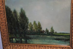 Gerrit Marre - boerderijen aan het water - olieverfschilderij kopen? Bied vanaf 45!