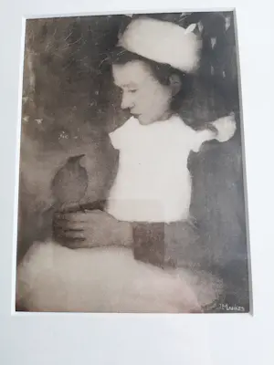 Jan Mankes - Heliogravure, Meisje met Lijster kopen? Bied vanaf 120!