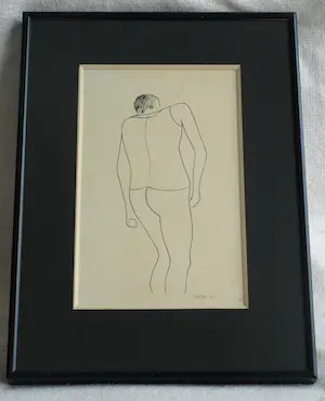 Niet of onleesbaar gesigneerd - Ingelijste aquarel / tekening , Man, op rug gezien kopen? Bied vanaf 1!
