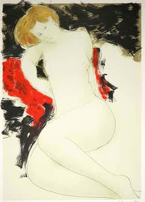 Alain Bonnefoit - Litho, Nu à la Chaise Rouge verkocht voor € 1!