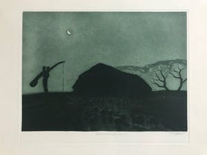 Tjeerd Bottema - Ets/aquatint - Maannacht op de Veluwe - Gesigneerd kopen? Bied vanaf 115!