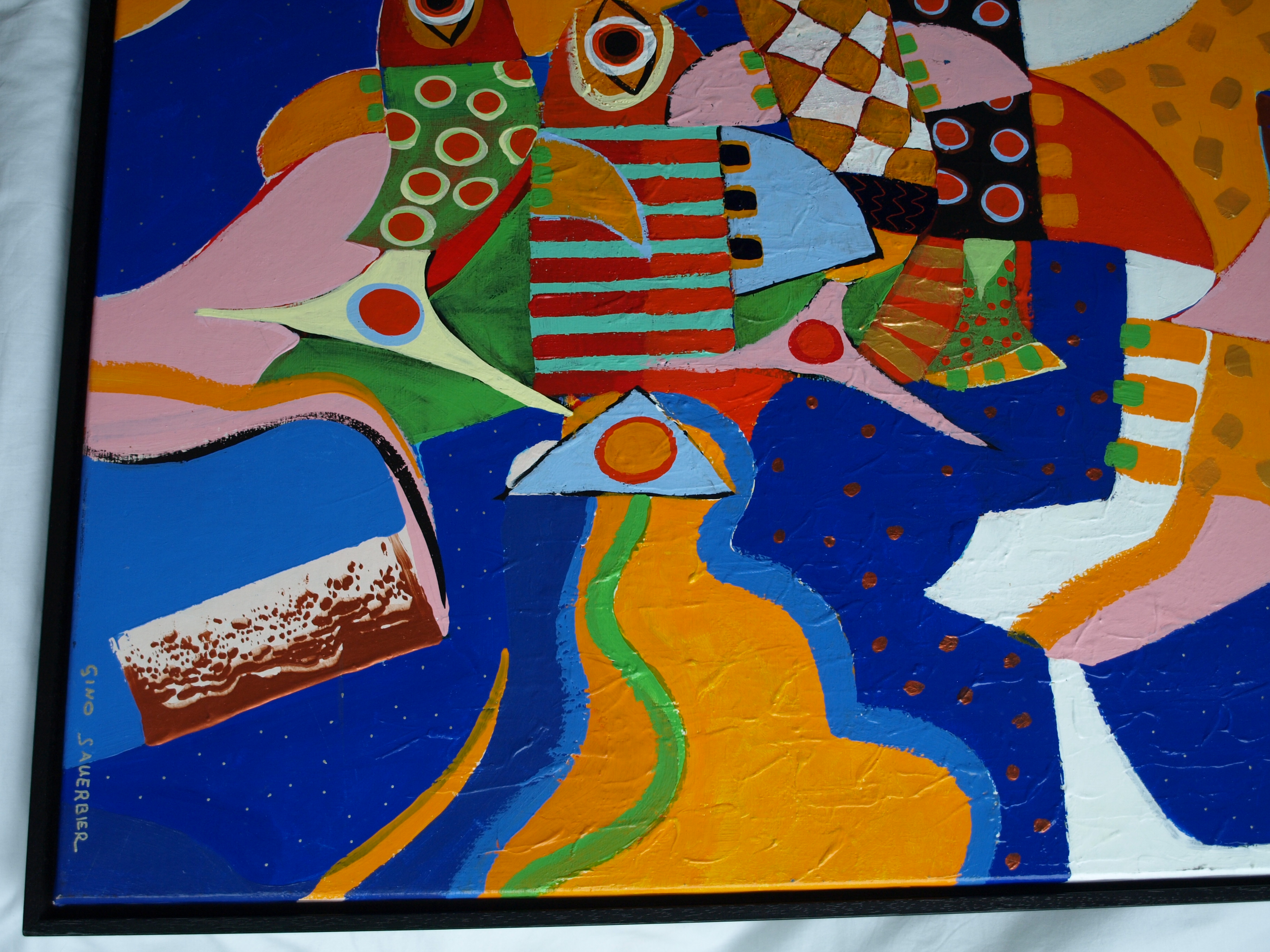 Gino Sauerbier - Acryl op doek , I Feel so good - ingelijst - GROOT - 100 x 100 cm kopen? Bied vanaf 150!