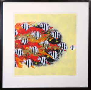 Gino Sauerbier - Zeefdruk, When the moment comes - Ingelijst verkocht voor € 35!