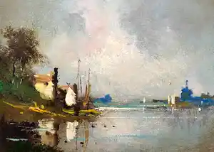 Niet of onleesbaar gesigneerd - rivierenlandchap verkocht voor € 1!