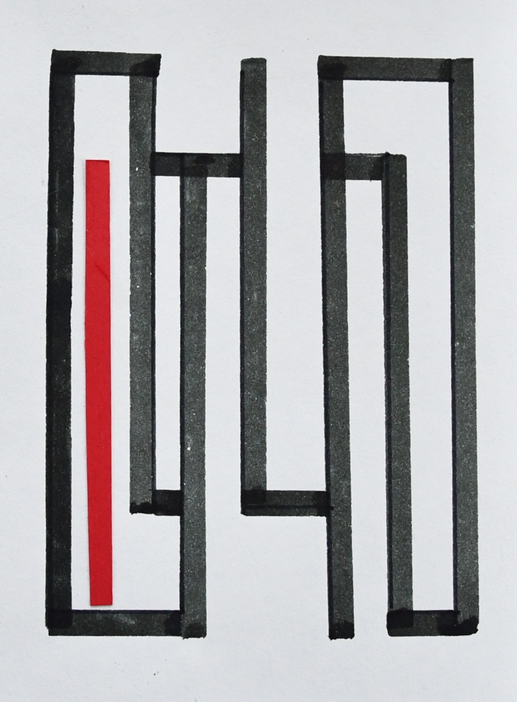 Siep van den Berg - #CONSTRUCTIVISTISCHE COMPOSITIE met collage in rood # 1990, mint verkocht voor € 45!