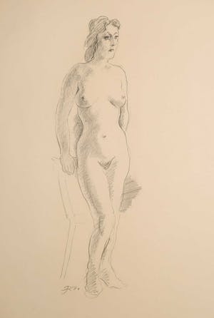 Jan Sluijters (jr.) - Potloodtekening, Staand naakt kopen? Bied vanaf 70!