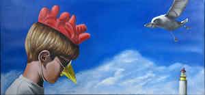 Jan Bollaert - Acryl op doek, Sad seaside (Groot) verkocht voor € 250!