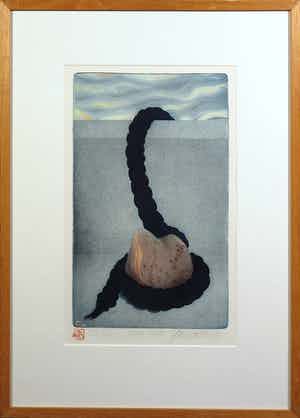 Sjoerd Bakker - Kleurenets, De Kademuur - Ingelijst verkocht voor € 1!