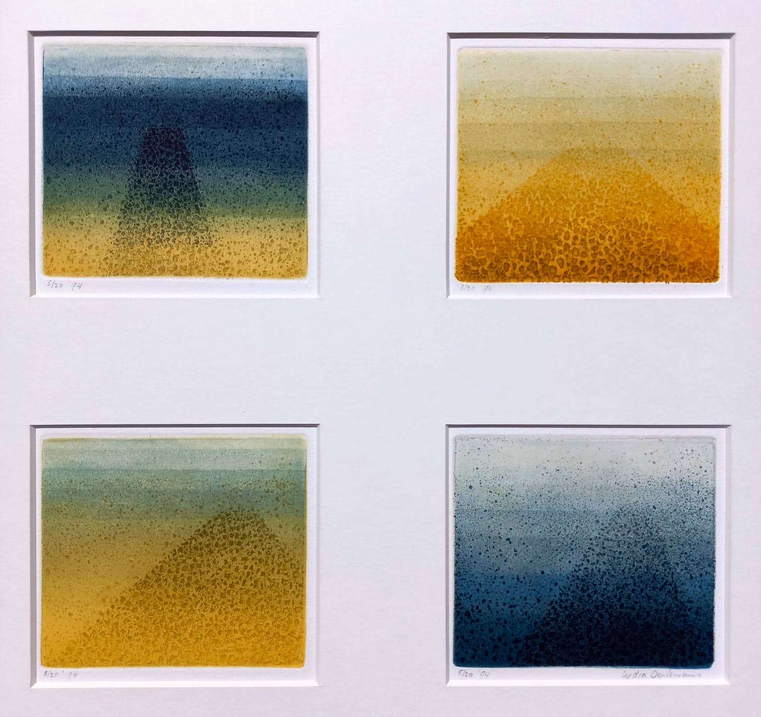 Lydia Oerlemans - Landschappen, aquatint ets (vierluik) verkocht voor € 60!