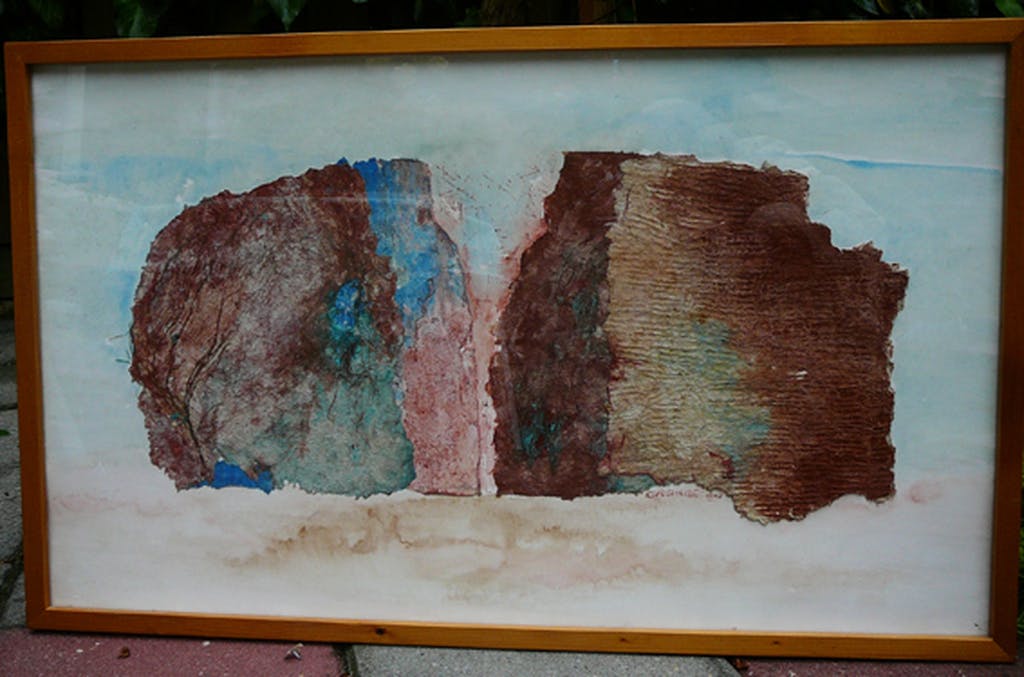Liesbeth Lehr - Zonder titel - materie schilderij 1998- verkocht voor € 1!