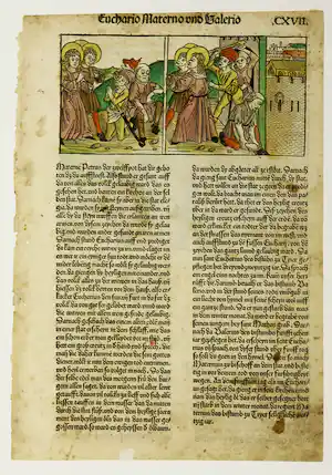 Anton Koberger - Wiegendruk en houtsnede, Blad uit de Legenda aurea verkauft für € 60!