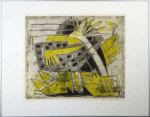 Wim Zurne - Ets, Zonder titel - Ingelijst verkocht voor € 40!