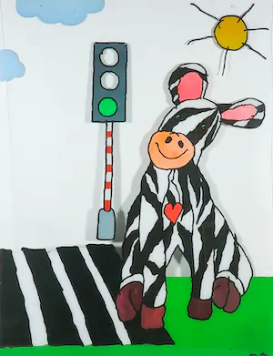 Ella Steenmeijer - Acryl op plexiglas, Kindertekening kaufen? Bieten Sie von 1!