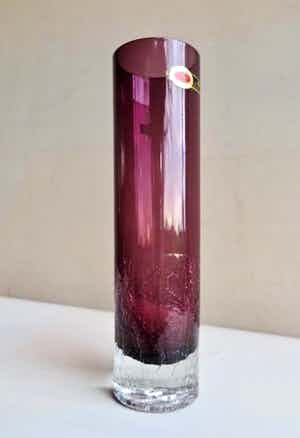 Ingrid Glas - Design Vaas - Purple kristal met craqilé - Ontwerper Carl Nelson, Zweden verkocht voor € 1!