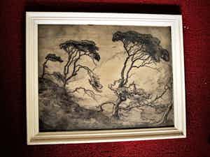 Toon de Jong - Grote in 1928 vervaardigde Ets "Landschap Schouwen Duiveland Haamstede" verkocht voor € 20!