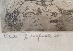 Cor van der Woerd - Ets Winter landschap kopen? Bied vanaf 1!