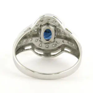 14k wit gouden ring met saffier en single cut geslepen diamanten tot. 0.10ct kopen? Bied vanaf 280!