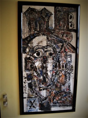 George Ebrin Adringa - (Ivoorkust 1933) GROOT olieverf "Masque Africaine" gesigneerd kopen? Bied vanaf 10!