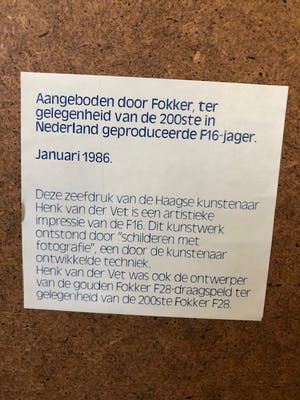 Henk van der Vet - Fokker F16 straaljagers kopen? Bied vanaf 15!