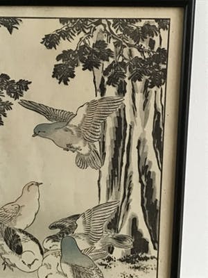 Niet of onleesbaar gesigneerd - Twee Chinese schilderijen met vogels kopen? Bied vanaf 10!