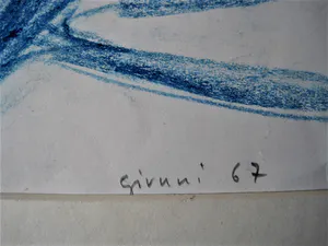 Piero Giunni - Vooraanstaand Italiaans modernist - groot Pastel - "Huis in aanbouw" gesigneerd kopen? Bied vanaf 58!