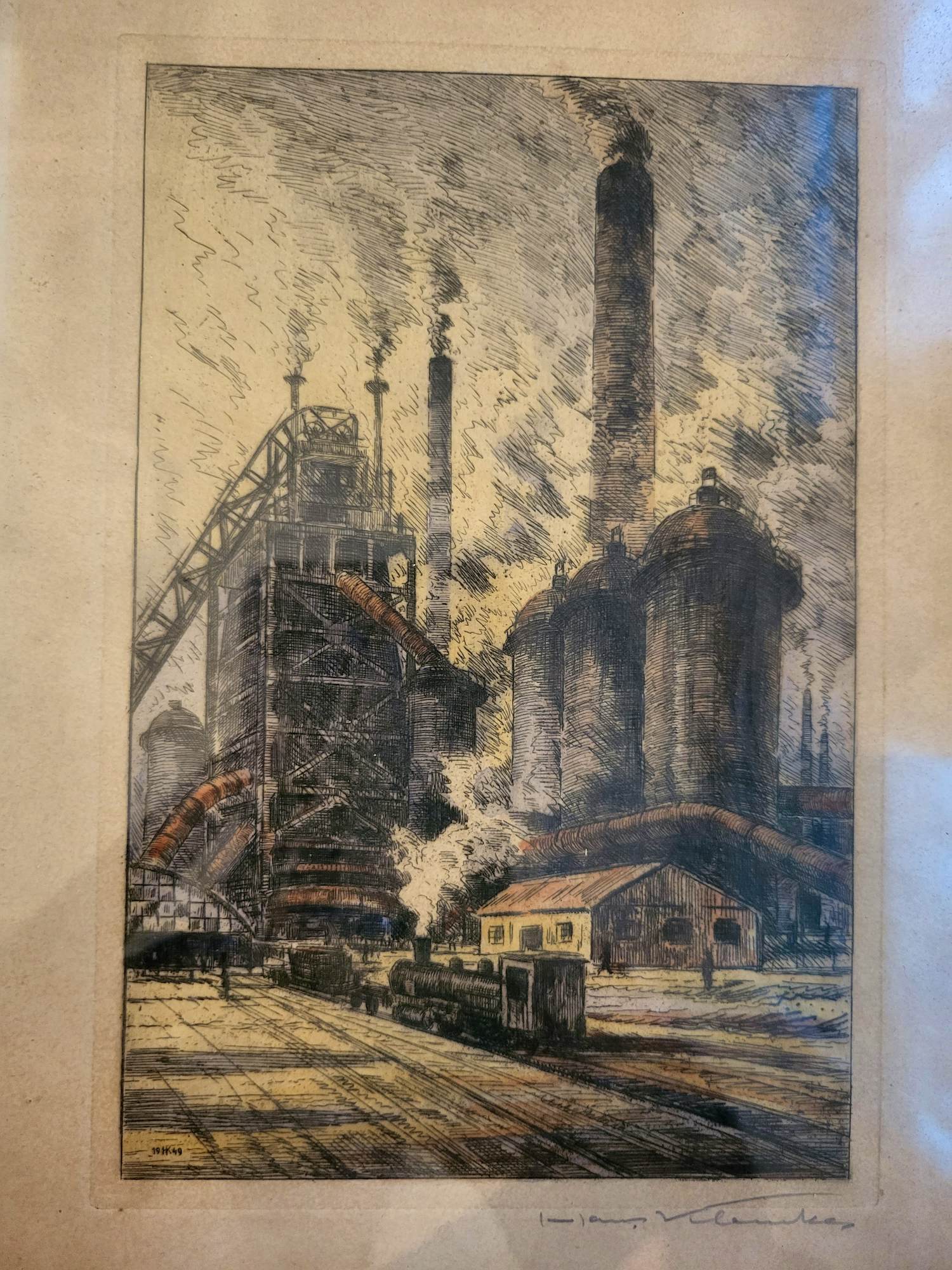 Hans Klemke - Industriële kleurenets - Hochofen Berlin - 1949 kopen? Bied vanaf 85!