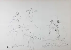 Anton Heyboer - Inkttekening, Love ends in creation (...) - Ingelijst kopen? Bied vanaf 150!