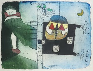 Michel van Overbeeke - Kleurenets met bladgoud, Breakfast II - Ingelijst kopen? Bied vanaf 1!