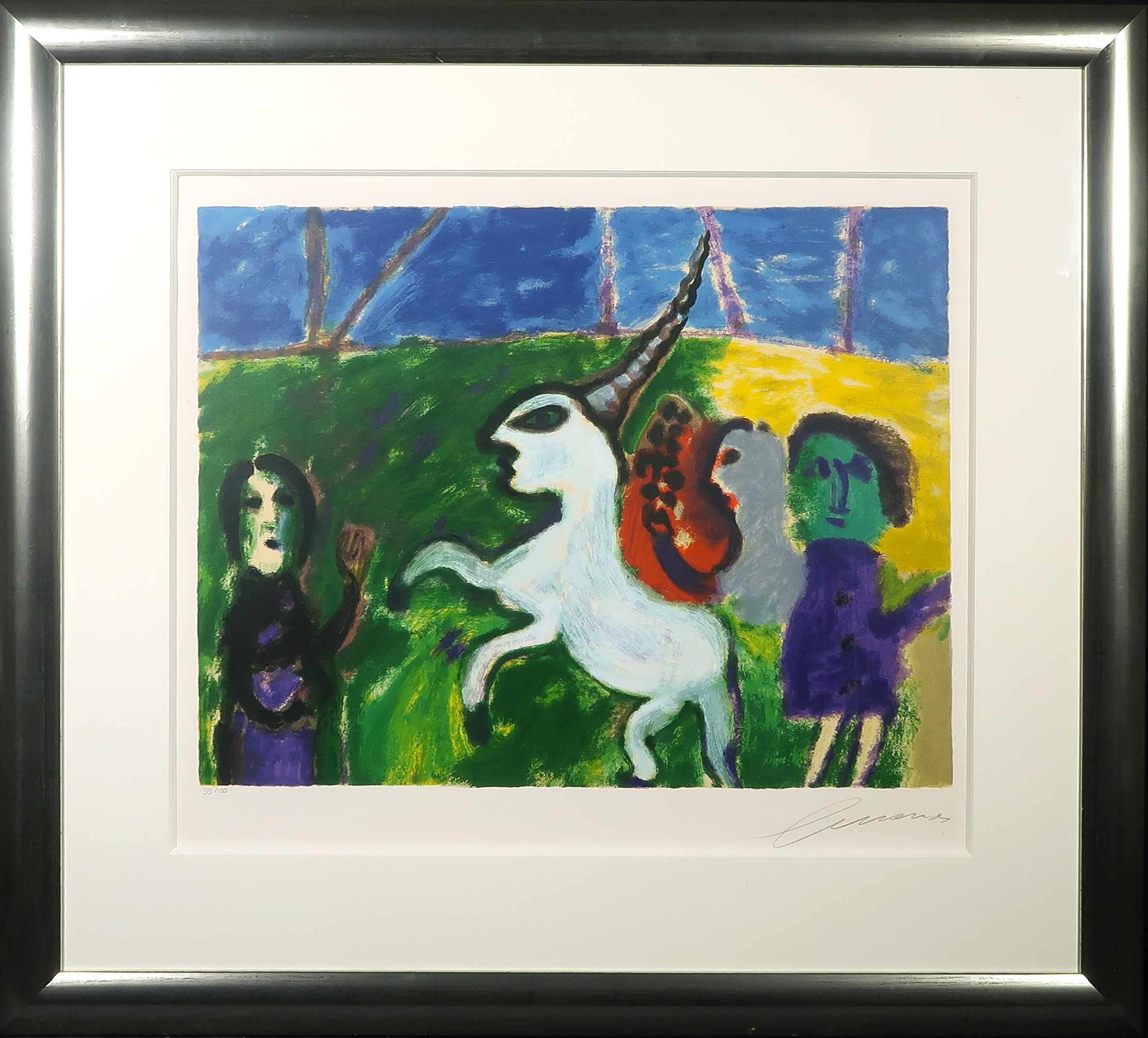 Eugene Brands - Zeefdruk, De eenhoorn - Ingelijst verkocht voor € 250!