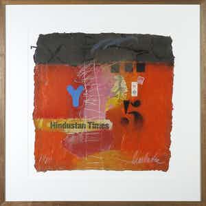 Theo Koster - Zeefdruk en collage, Hindustan Times - Ingelijst verkocht voor € 40!