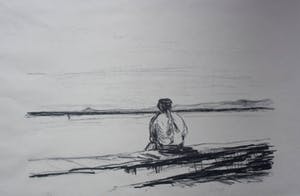 Jaap van der Pol - Litho: Man aan zee kopen? Bied vanaf 45!