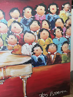 Theo Broeren - Glicée met Acryl op doek “ Pianoconcert “ (ZEER GROOT) kopen? Bied vanaf 145!